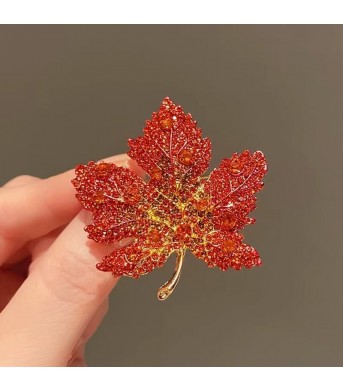 Light Luxury Full Diamond Maple Leaf Brooch High-end And Niche