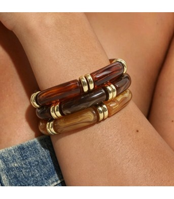 Polished Geometric Translucent Acrylic Bracelet Set