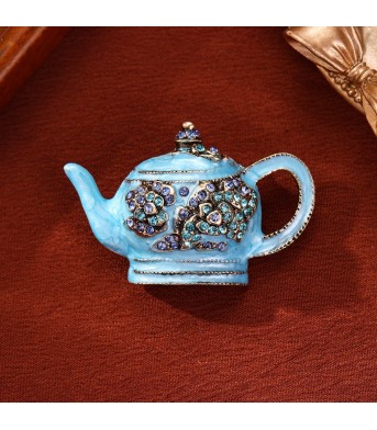 Fashionable Court-style Diamond-encrusted Kettle Brooch