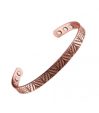 Triangular Magnetic Red Copper Vintage Striped Design Magnetic Red Copper Bracelet