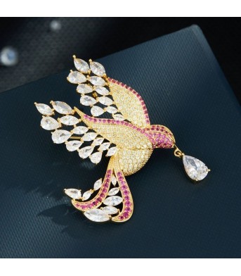 Fashionable Lightly Luxurious Micro-paved Zircon Bird Brooch