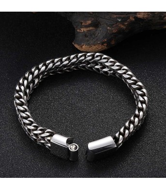 Stainless Steel Braided Double Row Front And Back Bracelet