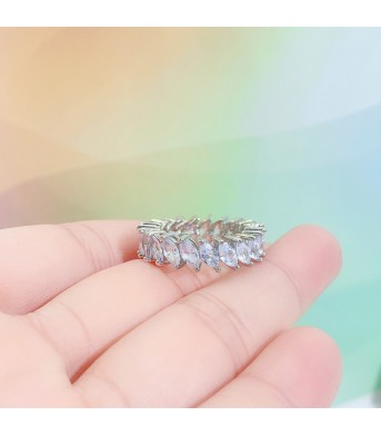 Womens Full-Crystal Marquise Zircon Ring
