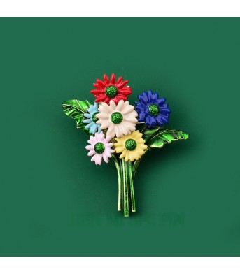 Plant And Flower Series Colorful Little Daisy Brooch