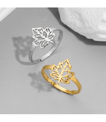 Light-luxury Minimalist Stainless-steel Maple Leaf Ring
