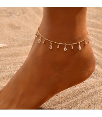 Water Drop Tassel Pendant Anklet Zircon Pendant Anklet