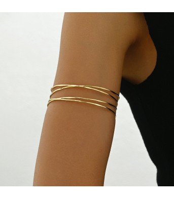 Ins Minimalist Niche Japanese Korean Style Bangle For Women, Multi-Layer High-end Geometric Line Arm Cuff Bracelet, Versatile Daily Jewelry