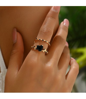 Minimal Cute Niche Heart Design Women Ring, Unique Versatile Plain Band Inlaid Cubic Zirconia, Sweet Premium Matching Couple Rings