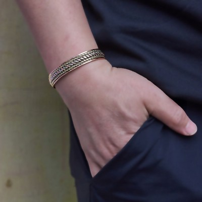 Twisted-pattern Magnetic Adjustable Red Copper Bracelet